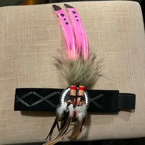 Pretty pink Indian Princess feather headband headdress festival wear